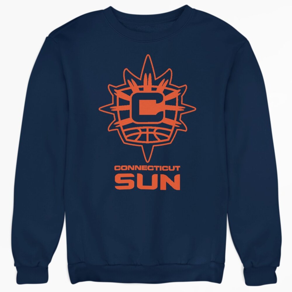 NEW Connecticut Sun Monochrome Pop Long Sleeve Fleece Crew Sweatshirt NAVY